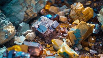 Small pile of minerals extracted in a rare earth mine photo