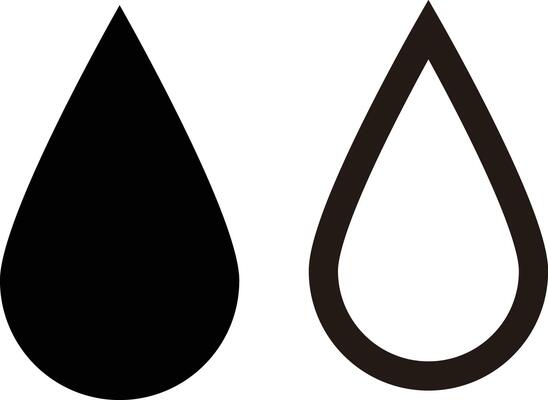 Silhouette icon set of black and white water droplet
