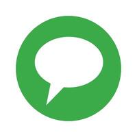 Green round message icon. Speech bubble icon. vector
