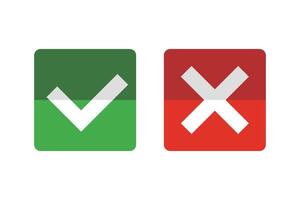 Check mark and cross mark icon set. vector