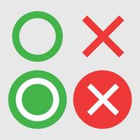 Correct and incorrect answer. Answer to the quiz. Circle and cross icon set. vector