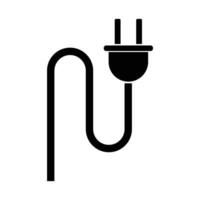 Power outlet and cord silhouette icon. vector