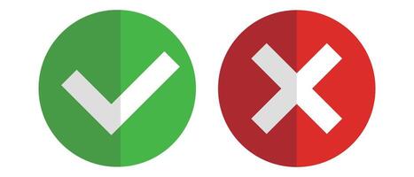 Check mark and cross mark icon set. For and against. vector