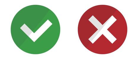 Check mark and cross mark. Success and failure icons. vector