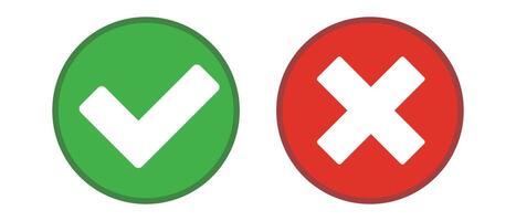 Check mark and cross mark. Approval and rejection. vector