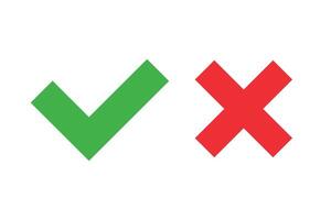 Check mark and cross mark icons. Set of positive and negative icons. vector