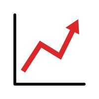 Chart with red arrows going up. vector
