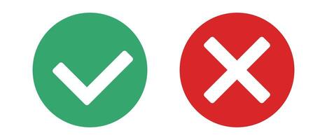Circle Checkmark icon and cross mark icon set. vector