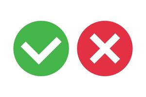 Simple Check mark and cross mark icon set. vector