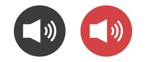 Set of black and red sound icons. vector