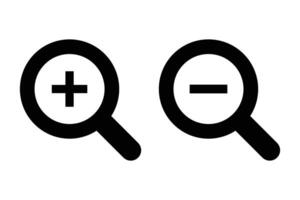 Zooming in and out magnifying glass. vector