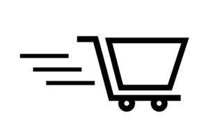 The icon of the shopping cart being moved. vector