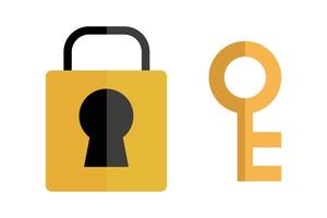 Padlock and key icon set. vector