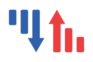 Set of icons for a decreasing bar graph and a rising bar graph. vector
