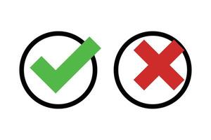 Correct and incorrect answers. Check mark and cross mark. vector