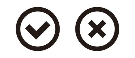 Check mark and cross mark icon. Success and failure. vector