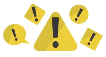 Exclamation mark icon set. Caution or danger. Virus warning. vector