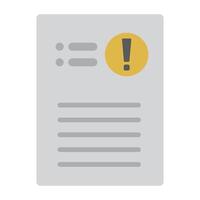 Warning document. File icon with exclamation mark. vector