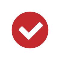 Check mark icon in red. vector