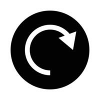 Black circle icon with a rotating arrow. vector