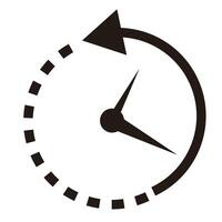 Past icon. Dotted lines and rotating arrows. Clock icon. vector