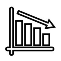 Decreasing arrow and bar graph icon vector