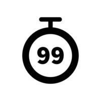 Timer icon with 99 seconds written on it. Stopwatch. vector