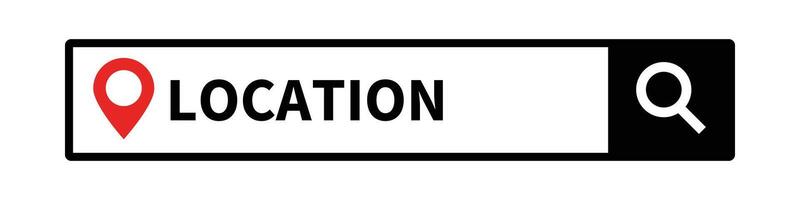 Location search bar. Find out where to travel and where to go. Map pins for maps. vector