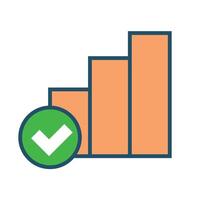 Bar chart and check mark icon. vector