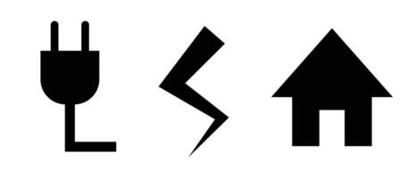 Set of icons of electrical outlets, electricity and house. vector