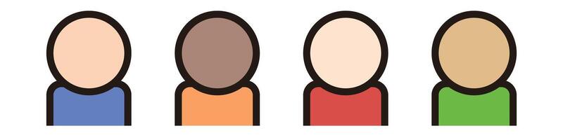 Set of people icons of various races. vector