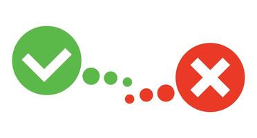 Check mark and cross mark icon set. vector