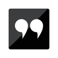 Double quotation icon in glossy black box. vector