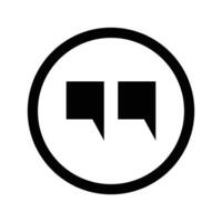 Double quote mark surrounded by a circle. vector