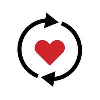 Rotating arrow and heart icon. vector