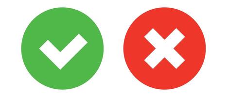 Check mark and cross mark icon set. vector