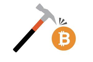 Bitcoin mining icons. Cryptocurrency. vector