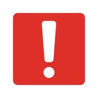 Exclamation mark icon in a red box. vector