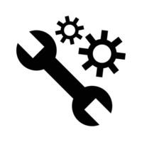 Spanner and gear icon. vector