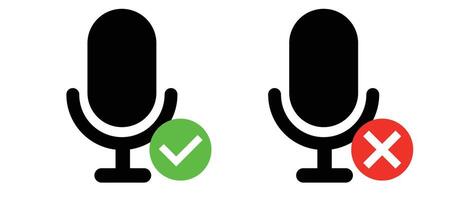Microphone use allowed and microphone use prohibited icon set vector