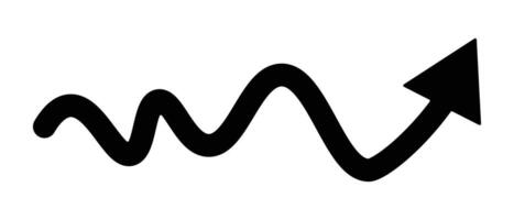 Wiggling arrow, ascending arrow. vector