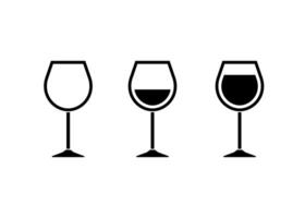 Wine in a glass simple icon. Alcoholic drink flat design. Empty, half and full cup. illustration vector