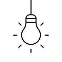Bulb light hanging, line icon. Lightbulb symbol as idea concept sign. Lamp simple outline illustration vector