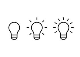 Bulb light different power, line icon set. Lightbulb symbol as idea concept sign. Lamp simple outline illustration vector