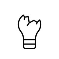 Broken light bulb, line icon. Lightbulb symbol as fail idea concept sign. Lamp crack simple outline illustration vector