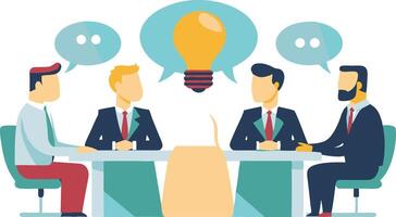 Effective communication, meeting discussion or conversation solution vector