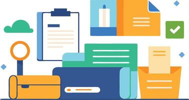 Document, content or research paper, documentation file, folder, paperwork, search or file, office, contract concept, paper or document file folder vector