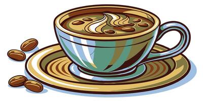 Cup of coffee. Coffee cup with saucer on white background. illustratio vector