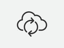 Technology icon cloud computing connection. Big data global server. Line design symbol. vector