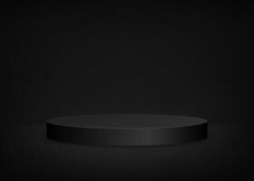 Empty stage black background round podium for presentation. illustration. vector